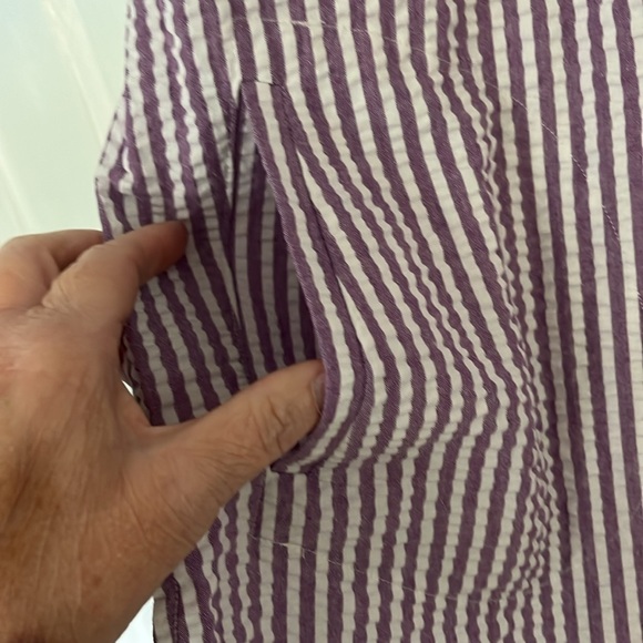 Joan Rivers lavender/white striped seersucker swing top 1X - Picture 6 of 8